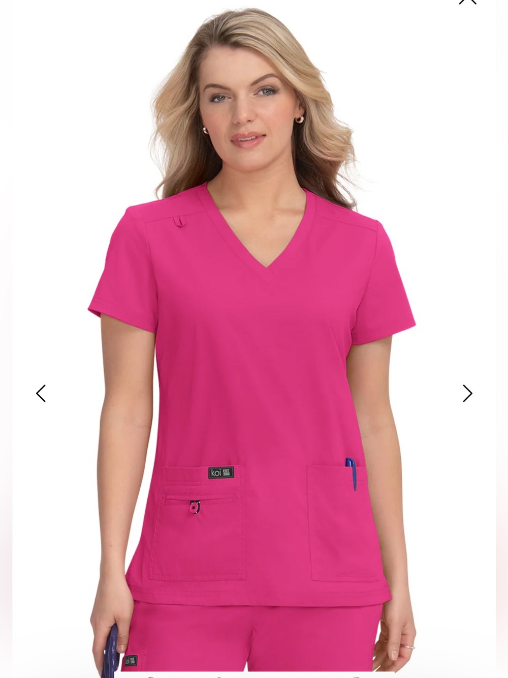 KOI BASICS Bright Magenta Medical Scrub Top with Pocket Detail, size XL